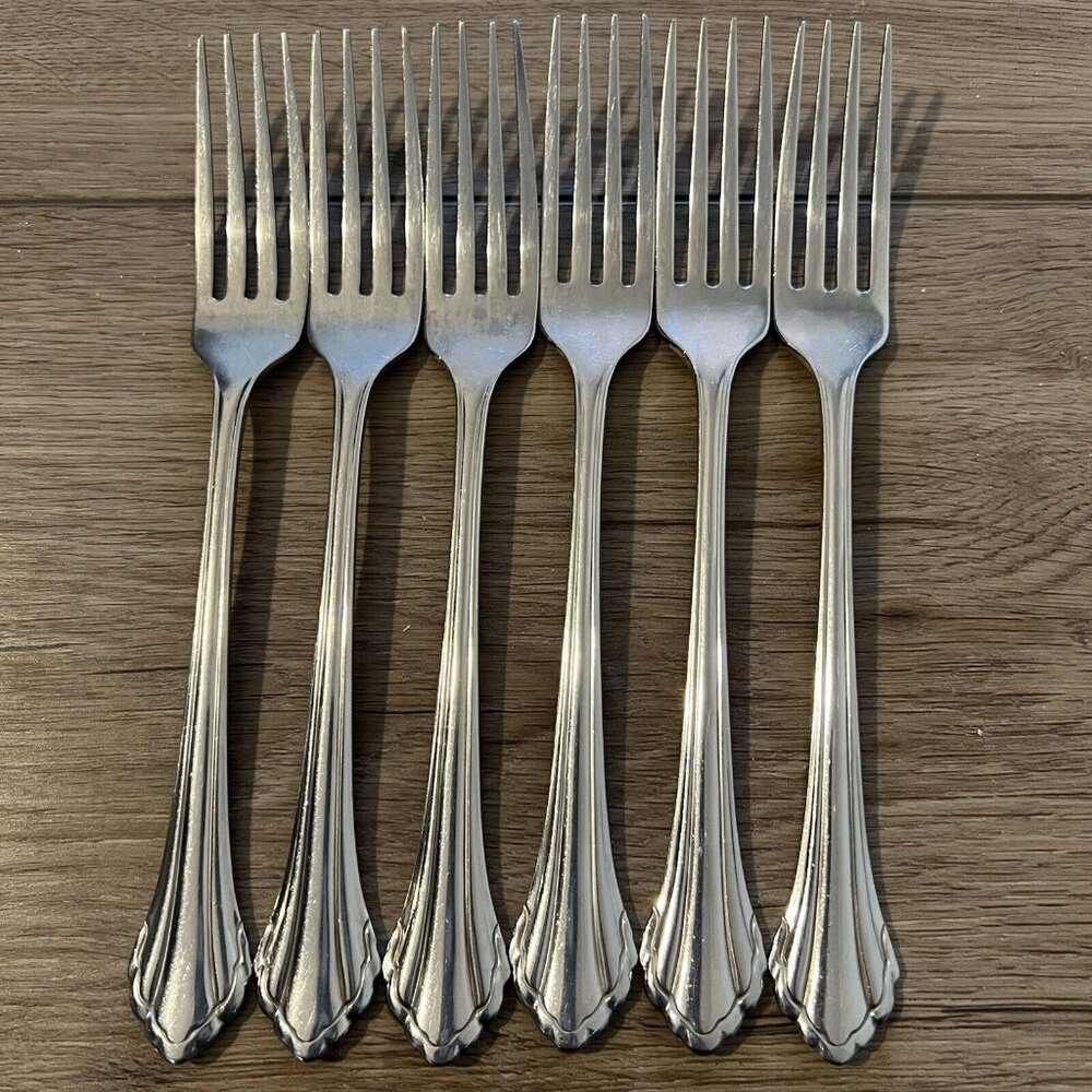 Set Of 6 Clarette Dinner Forks Oneida Community Stainless Silverware 7 3/4